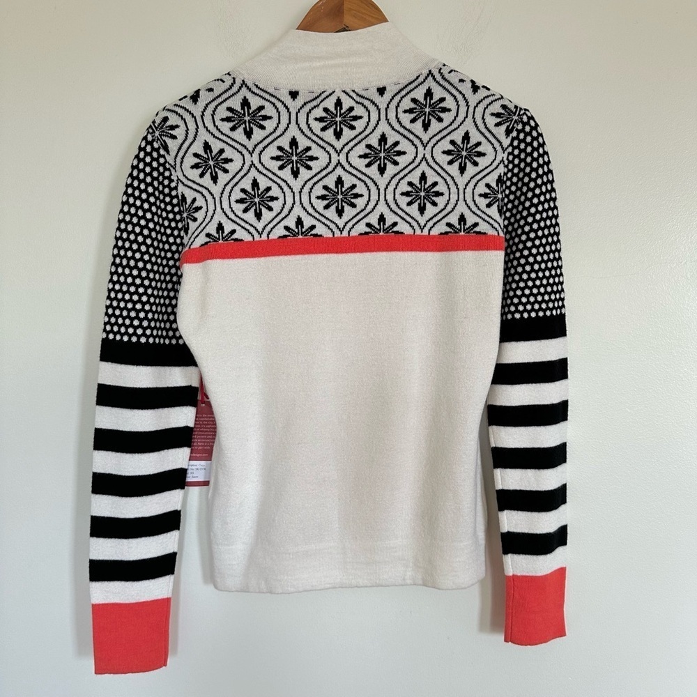 Never Fair Isle Snowflake Quarter Zip Knit Pullover Sweater Size XS - Picture 8 of 13